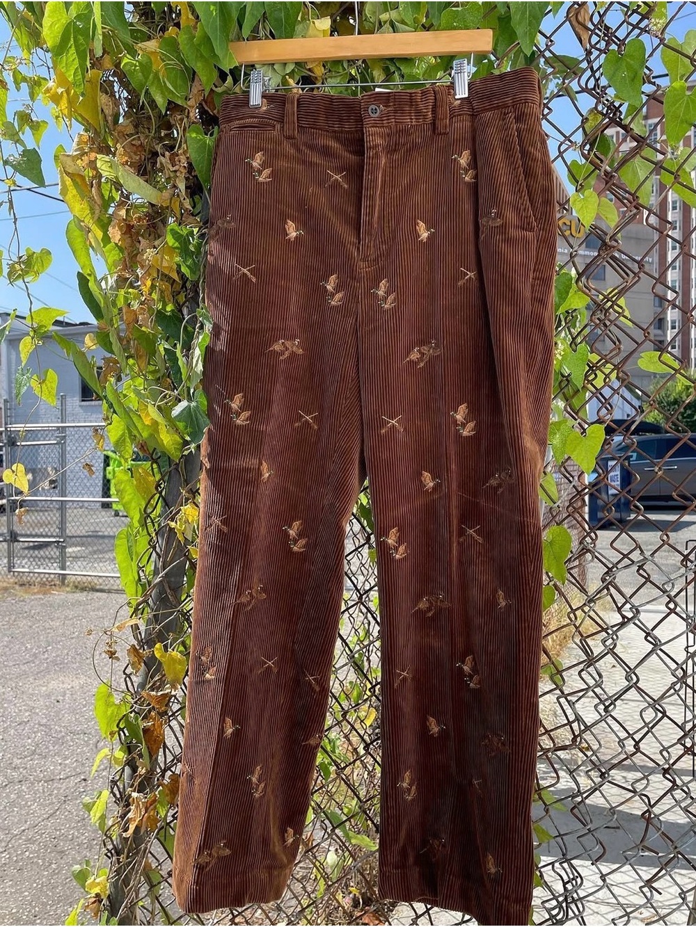 Polo by Ralph Lauren Brown Corduroy Pants with Embroidered Duck Motif
